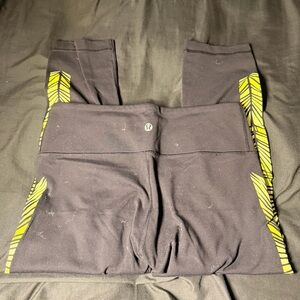 Lululemon Athletica Black Leggings with Yellow Accents